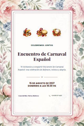 Spanish Carnival Gathering invitation preview