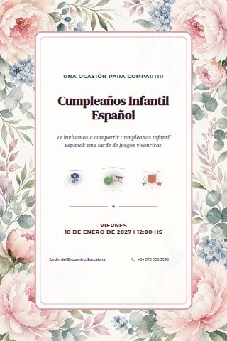 Spanish Children's Birthday invitation design preview