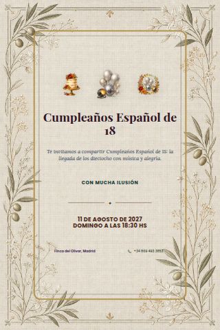 Spanish Eighteenth Birthday invitation preview