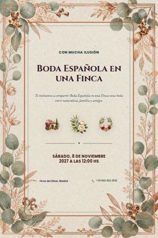 Spanish Finca Wedding invitation design