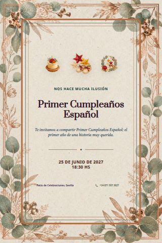 Spanish First Birthday Celebration invitation preview