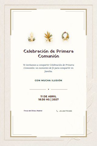 First Communion Celebration invitation design