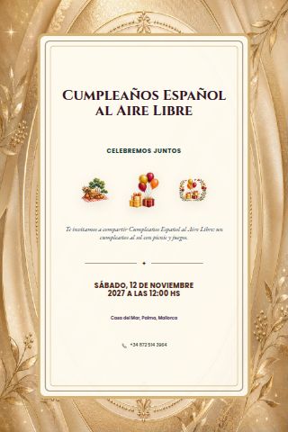 Spanish Outdoor Birthday Picnic invitation preview