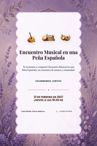 Spanish Peña Music Gathering invitation preview