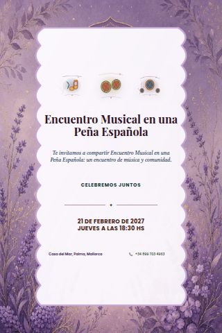 Spanish Peña Music Gathering invitation design preview