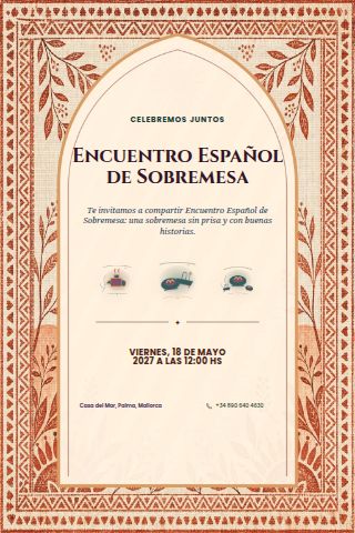 Spanish Sobremesa Gathering invitation design preview