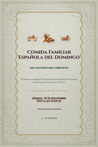 Spanish Sunday Family Lunch invitation preview