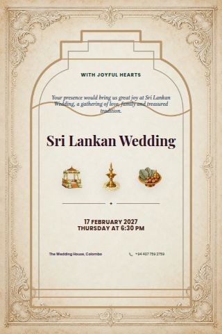 Sri Lankan Wedding invitation preview