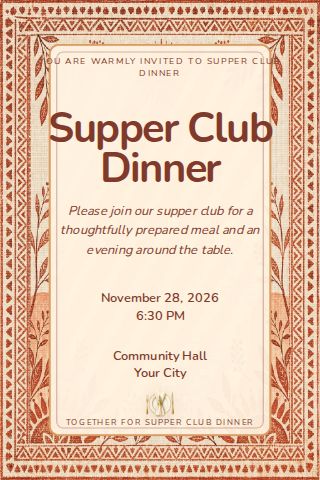 Supper Club Dinner invitation design preview