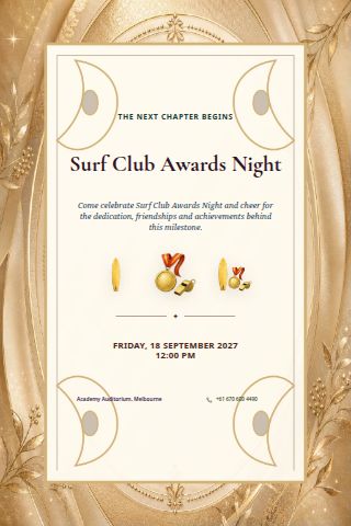 Surf Club Awards Night invitation preview