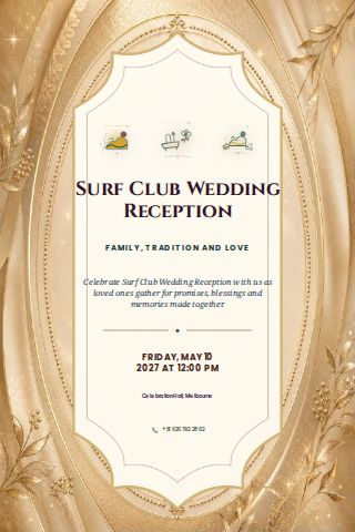 Surf Club Wedding Reception invitation design preview