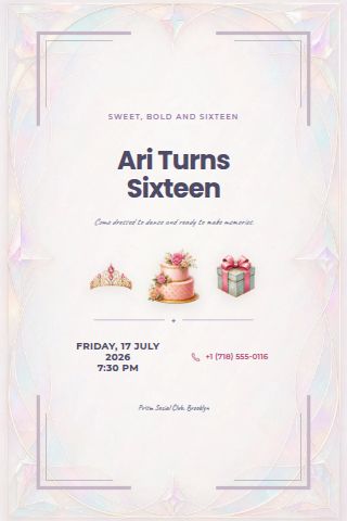 Sweet Sixteen invitation preview