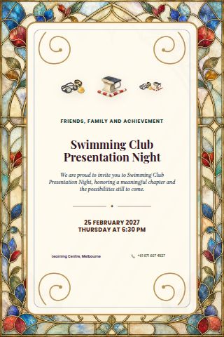 Swimming Club Presentation Night invitation preview