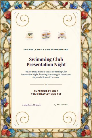 Swimming Club Presentation Night invitation design preview