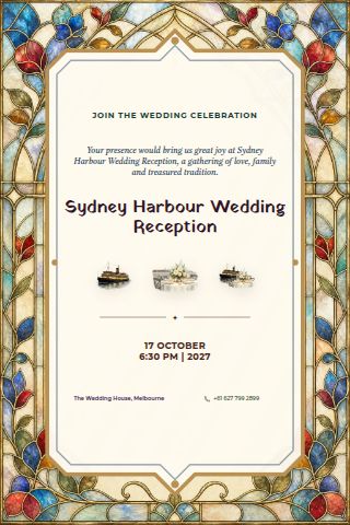 Sydney Harbour Wedding Reception invitation preview