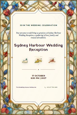 Sydney Harbour Wedding Reception invitation design preview