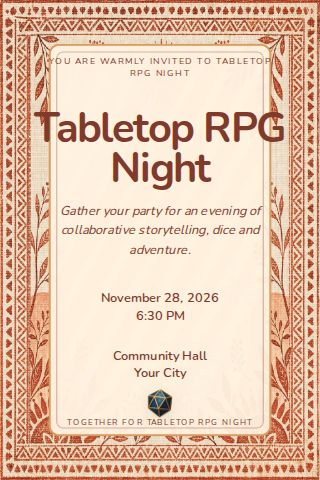Tabletop RPG Night invitation design preview