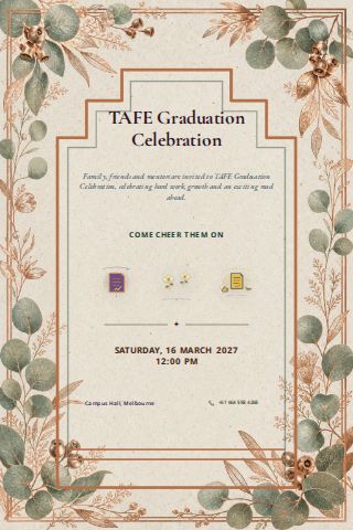 TAFE Graduation Celebration invitation design preview