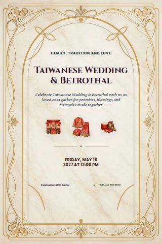 Taiwanese Wedding & Betrothal invitation preview