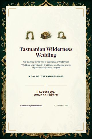 Tasmanian Wilderness Wedding invitation preview