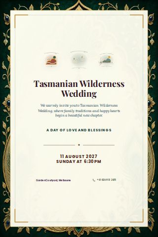 Tasmanian Wilderness Wedding invitation design preview