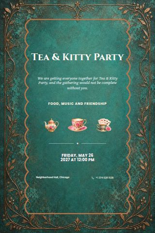 Tea & Kitty Party invitation preview