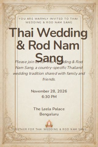 Thai Wedding & Rod Nam Sang invitation design preview