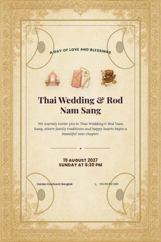 Thai Wedding & Rod Nam Sang invitation preview