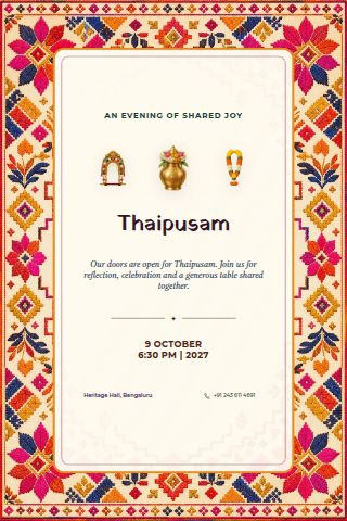 Thaipusam invitation preview