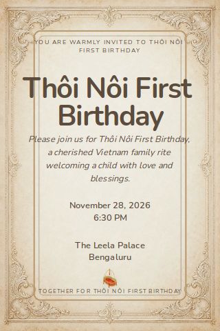 Thôi Nôi First Birthday invitation design preview