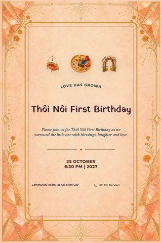 Thôi Nôi First Birthday invitation preview