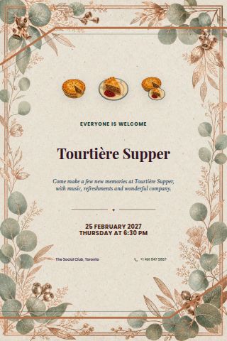 Tourtière Supper invitation preview