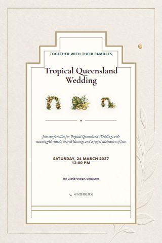 Tropical Queensland Wedding invitation preview