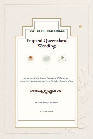 Tropical Queensland Wedding invitation design preview