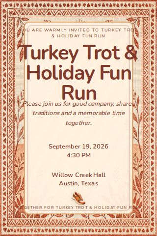 Turkey Trot & Holiday Fun Run invitation design preview