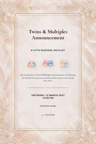 Twins & Multiples Announcement invitation preview