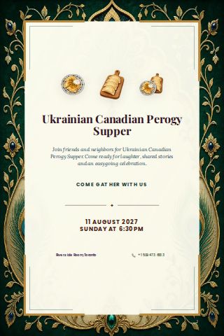 Ukrainian Canadian Perogy Supper invitation design preview