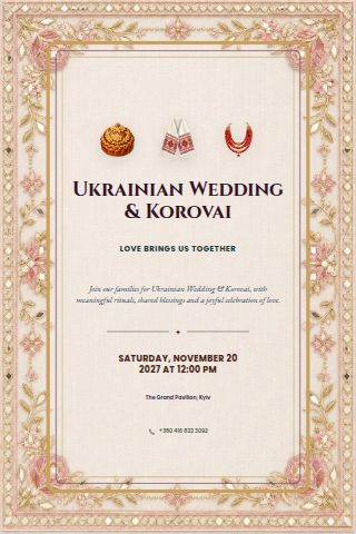 Ukrainian Wedding & Korovai invitation preview