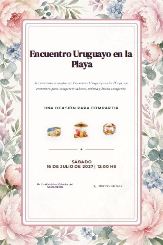 Uruguayan Atlantic Beach Gathering invitation preview