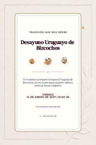 Uruguayan Bizcocho Breakfast invitation preview