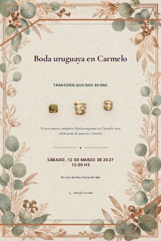 Uruguayan Carmelo Vineyard Wedding invitation design