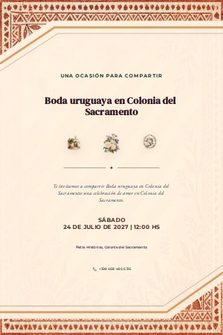 Uruguayan Colonia Courtyard Wedding invitation design