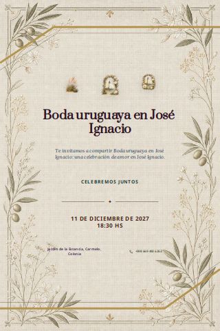 Uruguayan José Ignacio Coastal Wedding invitation design