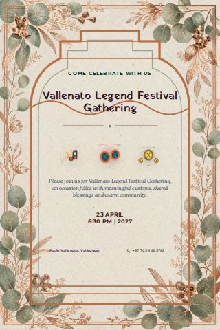 Vallenato Legend Festival Gathering invitation design preview