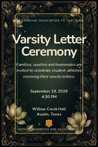 Varsity Letter Ceremony invitation design preview