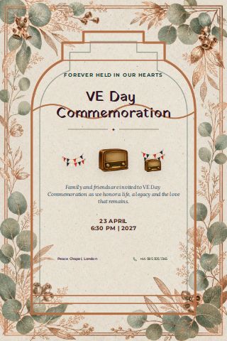VE Day Commemoration invitation preview