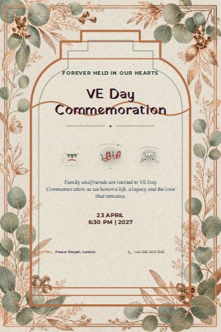 VE Day Commemoration invitation design preview