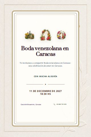 Venezuelan Caracas Garden Wedding invitation design