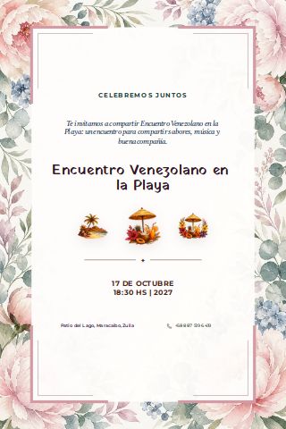 Venezuelan Caribbean Beach Gathering invitation preview