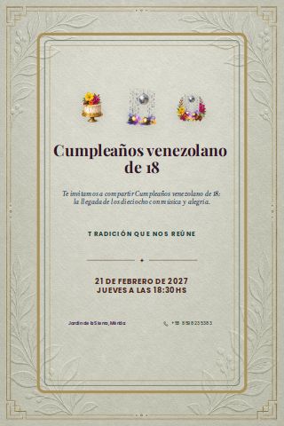 Venezuelan Eighteenth Birthday invitation preview